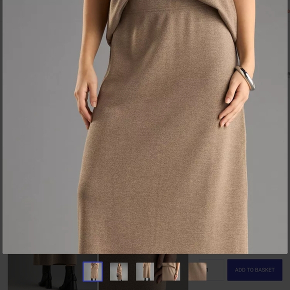 Brown midi pencil skirt set of two pieces for casual work - Picture 11 of 15